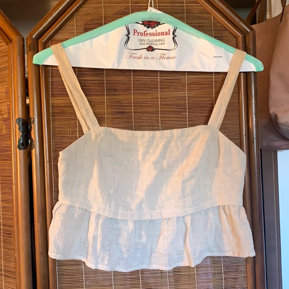 Girl and the sun linen crop top